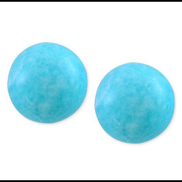 SOLD EFFY Amazonite Round Stud Earrings 14k Gold - Picture 6 of 6